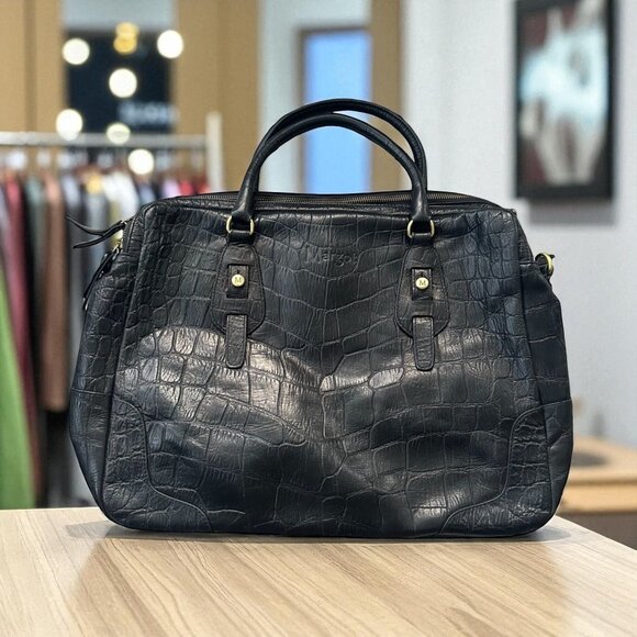 MARGOT Leather Animal Print Embosserd Satchel Handbag - Picture 1 of 9